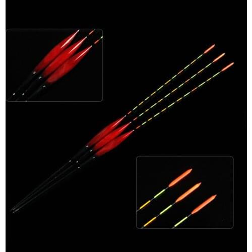 3Pcs/set Fishing Floats Bobber Carp Fishing Buoys Balsa Floats Fluorescent Wood Floats Fishing Tackle Accessories 1# 2# 3