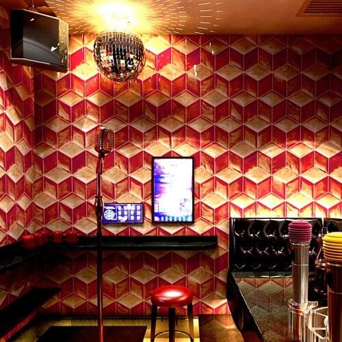 Geometric Cube KTV Wallpaper 3d Fashion Flash Wall Covering Bar Hotel Reflective Ballroom Box Theme Room Wallpaper Gold Silver