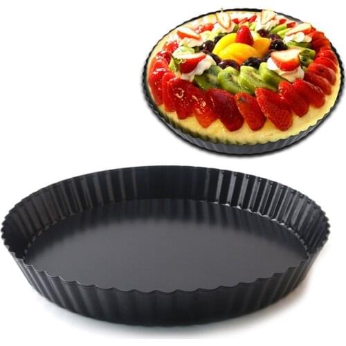 5 pcs Non-Stick Tart Quiche Flan Pan Molds Pie Pizza Cake Round Mould Removable Loose Bottom Fluted Pizza Pan Bakeware 8.8 Inch