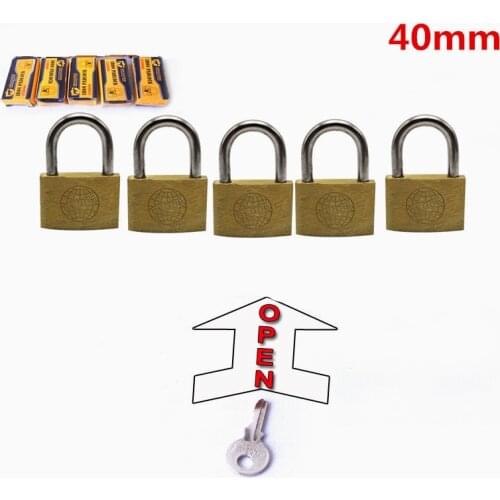 5 PC 40mm padlocks open by same keys Copper locks padlock for wood door lock Free shipping