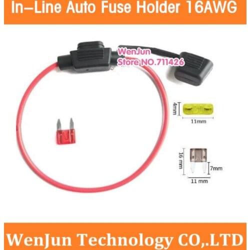500PCS Free Shipping Waterproof Mini Small Medium In-Line Auto Fuse Holder 16AWG length 30cm Vehicle fuse seat