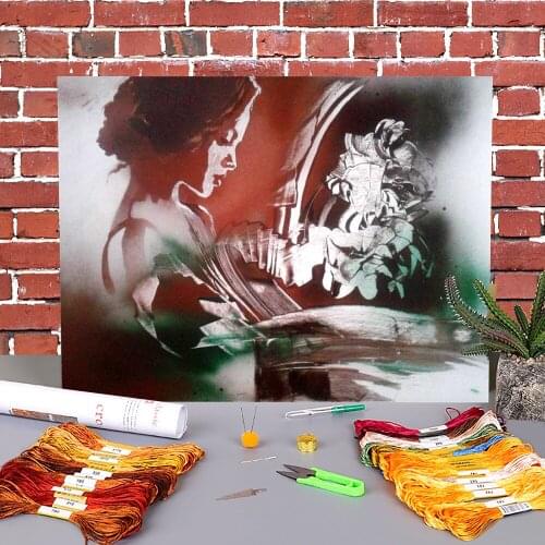 Abstract Evening Mood Pre-Printed 11CT Cross-Stitch Embroidery Patterns DMC Threads Knitting Handicraft Hobby Wholesale