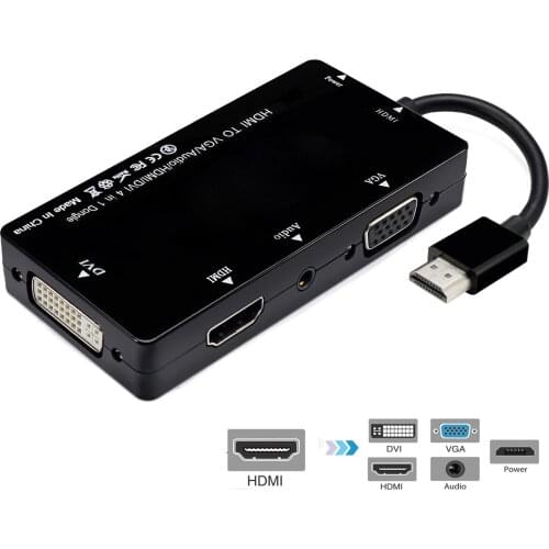 VGA/Audio/HDMI-compatible/DVI 4in1 Dongle Adapter HDMI-compatible Adapter Multiport Splitter Converter For PS3 HDTV