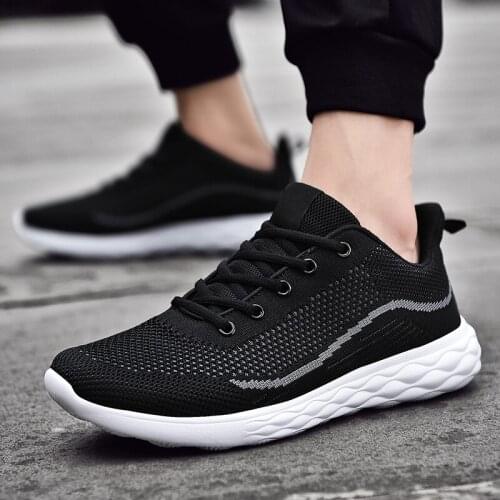 Hot Large Size Black Keep Running Shoes Men Weaving Breathable Shoes Cheap Outdoor Air Bounce Sport Shoes Men Non slip Sneaker