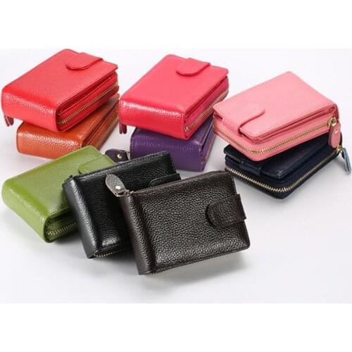 Vintage Genuine Leather Mens Wallet Credit Card Holder RFID Blocking Zipper Money Pouch Passport Cover Protect Case Money Purse