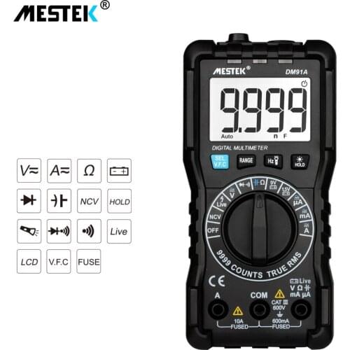 MESTEK DM91A mini digital tester multimeter mini pocket multi meter DC AC Voltage Current Tester Ammeter 9999 Counts Multitester