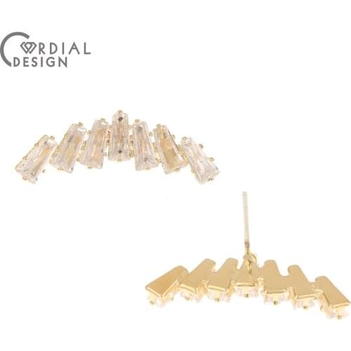 Cordial Design 50Pcs 9*25MM CZ Earrings Stud/Hand Made/Rhinestone Claw/Earring Accessories/DIY/Jewelry Findings & Components