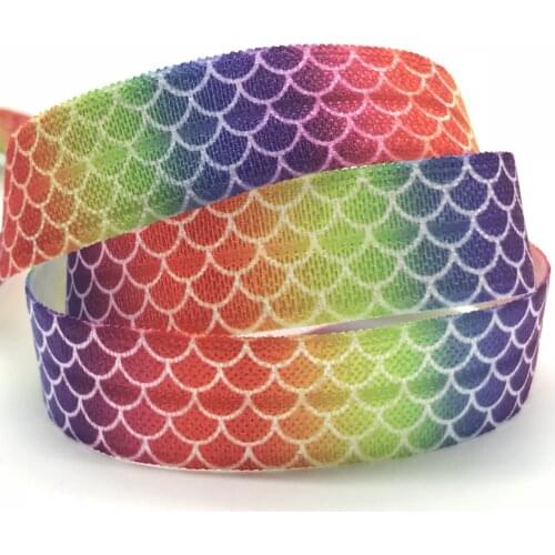 5 Yards 16mm Colorful Fish Skin Printed fold over elastic bands DIY Crafts Apparel Accessories wedding Party decoration