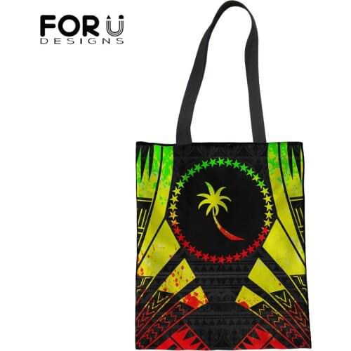 FORUDESIGN Chuuk States Polynesian Tribal Printed Womens Shoulder Bag Storage Handbag Reusable Foldable for Ladies Tote Bags