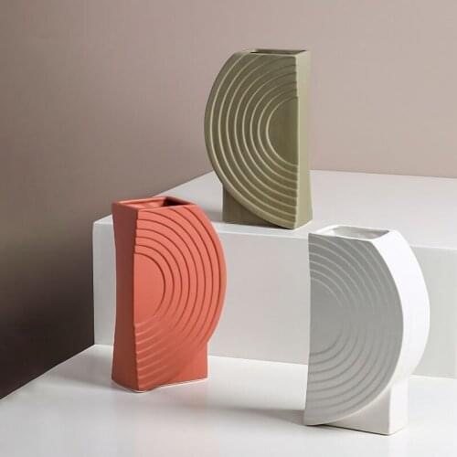 Nordic Ceramic Flowerpot Decoration Living Room Dining Table Dried Flower Plant Arrangement Vase Home Decor Ornaments