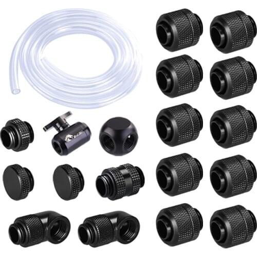 Azieru Fitting Kit use Soft Pipe Hand Compression Connector Joint + Hose Tube + Switch Water Cooling Accessories Fitting