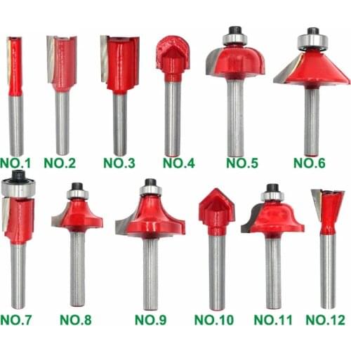 1pc 6mm Shank Router Bit Straight T Bit V Flush Trimming Cleaning Round Corner Cove Box Bits Milling Cutter for Wood MC06010