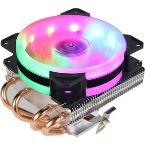 RGB LED CPU cooler Cooling 4 heatpipe CPU fan 3/4Pin PC Cooling fan Radiator heatsink for LGA/775/1158/1366/AM4/AM3/AM2+/AM2