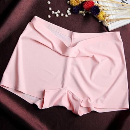 Fashion Women\s Ice Silk Safety Shorts Invisible Seamless Boxer Briefs Underwear Boyshort