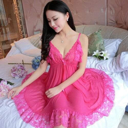 Soft Babydoll Negligee Nightgown Lace Hot Temptation Sleepwear Women Spaghetti Strap Nightdress Intimate Lingerie Sexy Nightwear