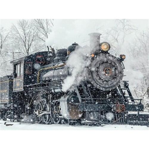DIY Snow Train Cross Stitch Wall Art Diamond Painting Picture For Living Room Home Decoration Frameless JX667