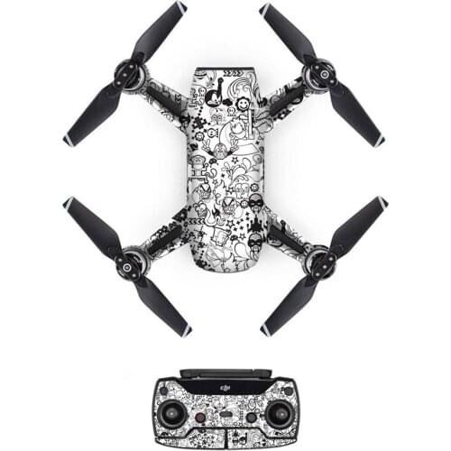 Graffiti Style Decal PVC Skin Sticker For DJI Spark Drone + Remote Controllers + 3 Batteries Protection Film Cover