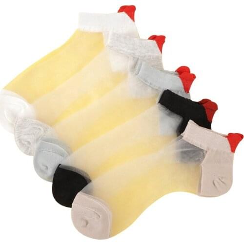2022 New Japanese Thin Section Love Ice Silk Transparent Boat Socks Breathable Short Socks