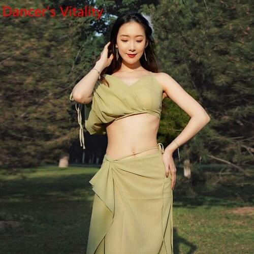 Oriental Dance Clothing Chiffon Silver Top+Long Skirt 2pecie Belly Dancing practice Suit Wome Dance Customes Set Blue Green Lady