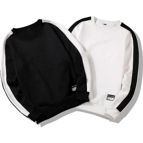 Autumn Leisure Sweatshirt Men Black White Hip Hop Soft Simple Style Hoodies Casual Loose Male Pullovers New Tracksuits M-4XL 30