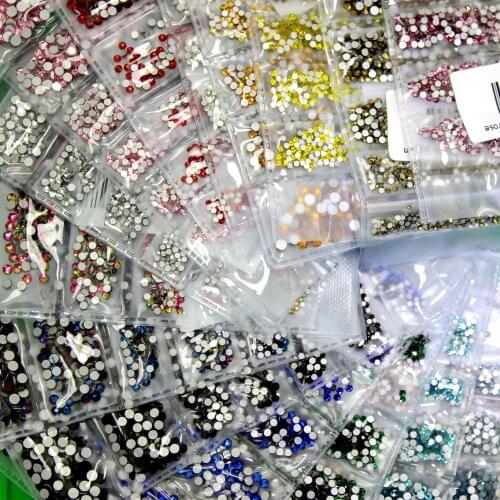 Nail DIY Gems 24 Colors SS3-SS10 Small Sizes Glass Rhinestones For Nails 3D Nail Art Decoration Low Shipping Cost Bulk