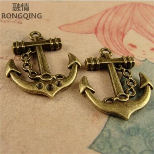 RONGQING 50pcs/pack DIY charm for making jewelry Nautical Charms ships anchor accessories 2019