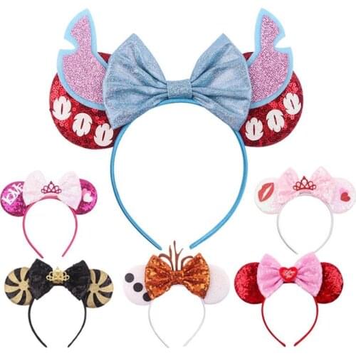 Hair Bows Minnie Sequin Ears Headband Women Festival Ear Sequin Bows Hair Band Girls Hair Accessories 2020 New Headbands