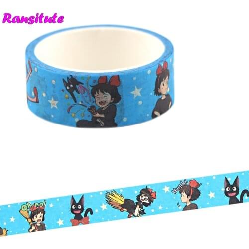Ransitute R735 Kikis Delivery Service Cartoon Cute Washi Tape Sticker Traffic Tape Toy Car Decoration Office Masking Tape Gift