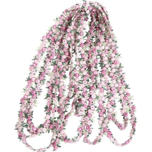 Rose Lace Trim 4.5m Sewing Embroidered DIY Fabric Tape Floral Ribbon Appliques for Decoration Wedding Packaging for Sewing Craft