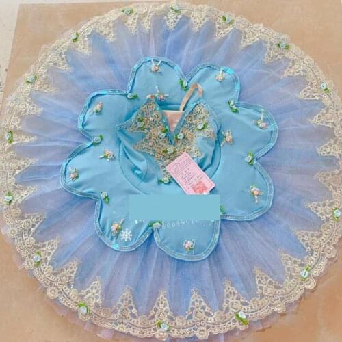 Pink Blue Professional Ballet Tutus For Girls Child Swan Lake Ballet Dress Dance Clothes Pancake Ballerina Figure Skating Dress