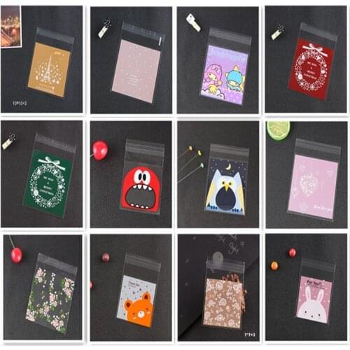 100 pieces/43 style opp style self-adhesive biscuit cake food packaging bag wedding birthday party gift ziplock bag
