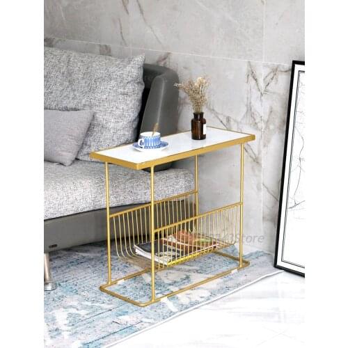 Nordic Marble Sofa Small Side Table Light Luxury Side Cabinet Side Table Corner Table Bedside Table Bedside Table Rectangular Sm