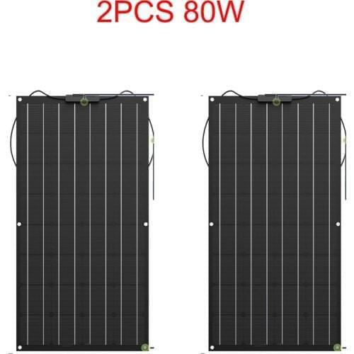 Flexible Solar Panel 12V 160W ETFE Semi Flexible Solar Cells 80W 2PCS Monocrystalline Module System Kits