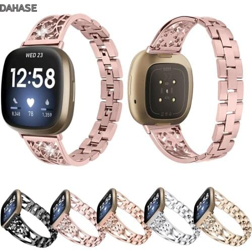 Bling Star Crystal Watch Band For Fitbit Versa 3 Strap Stainless Steel Wristband For Fitbit Sense Smart Watch Bracelet