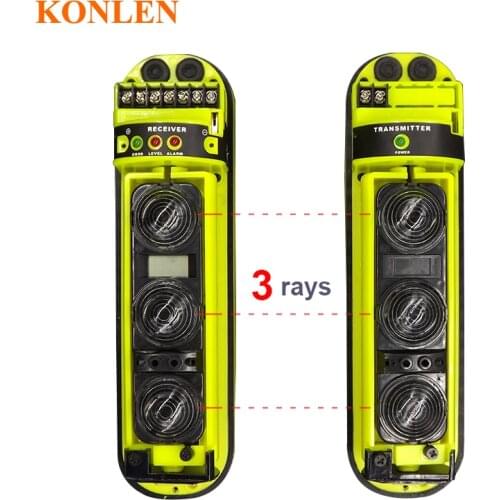Konlen 3 Infrared Beams Wired Outdoor Perimeter Sensor 250 Meter IR Active Barrier Detector Intruder Alarm From Wall And Gate