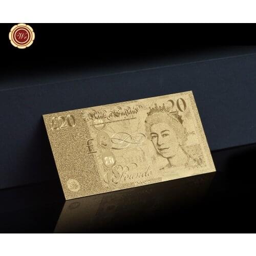United Kingdom 20 Pounds 999 Gold Foil UK Money Gold Plated Replica Banknote Great Gift