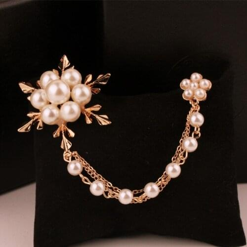 Vintage Ice Flower Style Pearl Brooch pins For Women Hijab Pins Jewelry Long Tassels Chain Brooch Girl Gift Sweater Decoration