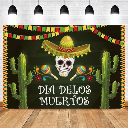 Yeele Photocall Mexican Day Of The Dead Backdrop Props Skull Cactus Party Photography Background For Photo Studio Photographic