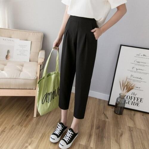 2021 Summer New High Waist Harem Pants Women Casual Black Ankle-Length Pants Harajuku Style D3544