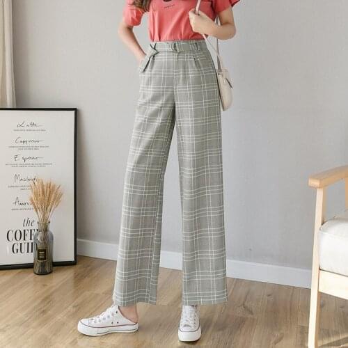 Spring Summer New High Waist Thin Chiffon Wide Leg Pants Womens Loose Casual Pliad Pants Korean Pants Women