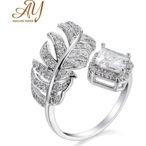Anillos Yuzuk 925 Sterling Silver Feather Rings For Women Cute Zircon Round Geometric Wedding Fine Jewelry Special Gift