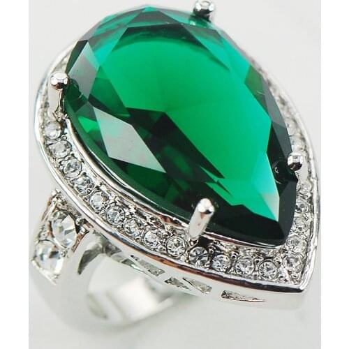 Simulated Emerald Fashion Women 925 Sterling Silver Ring F965 Size 6 7 8 9 10