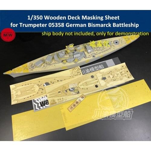 1/350 Scale Wooden Deck Masking Sheet for Trumpeter 05358 German Bismarck Battleship Model CY350081