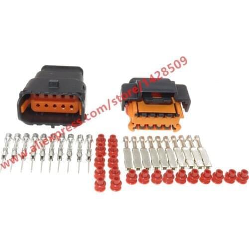 10 Sets 10 Pin/Way Auto Headlights Lamp Connector Plug Female Male Waterproof Socket With Terminal For Peugeot Citroen Renault