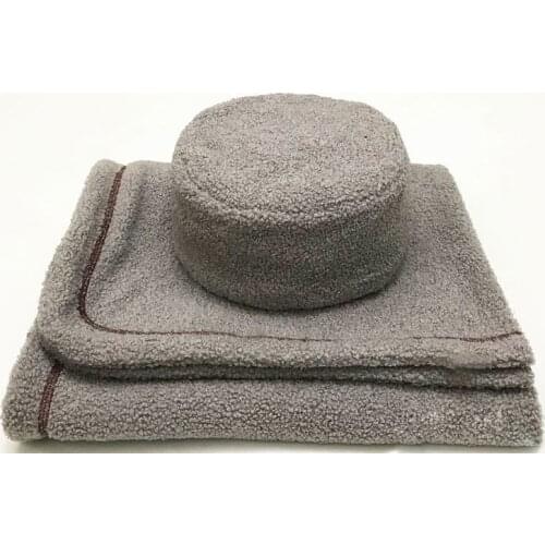 2color 2pcs/set gray/yellow top quality shaolin kung fu monk hat lay meditatio hats Winter warm lambs wool buddhist monk cap