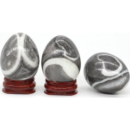 34x44MM Natural Gemstone Shell Fossil Jasper Crystal Reiki Healing Egg (1pcs)