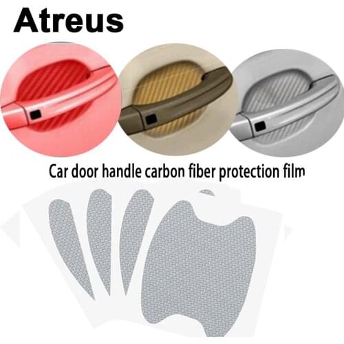 Atreus 4pcs Car Door Handle Carbon Fiber Stickers For Mitsubishi ASX Suzuki Subaru Acura Jeep Renegade Fiat 500 Hyundai Solaris