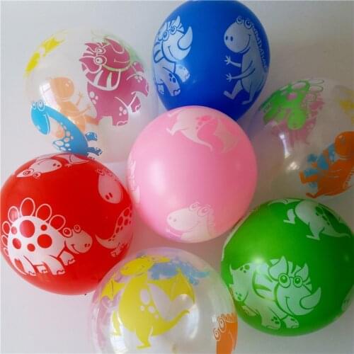 50pcs/lot Transparent mixed color dinosaur balloon 12 inch childrens toy balloon birthday party decorated Christmas balloon