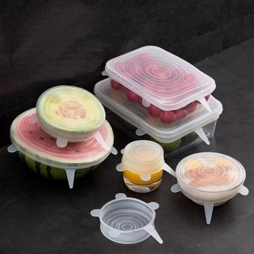 6/12/18/24pcs Silicone Lid Stretch Lids Universal Bowl Pot Lid Reuse Cover Pan Cooking Food Fresh Cover Microwave Cover