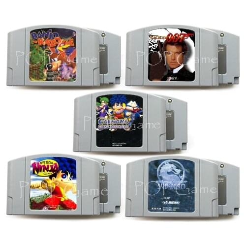 64 bit USA Version Video Game Cartridge Banjo Kazooie Mystical Goldeneye 007 Mythologies Sub-Zero Goemon